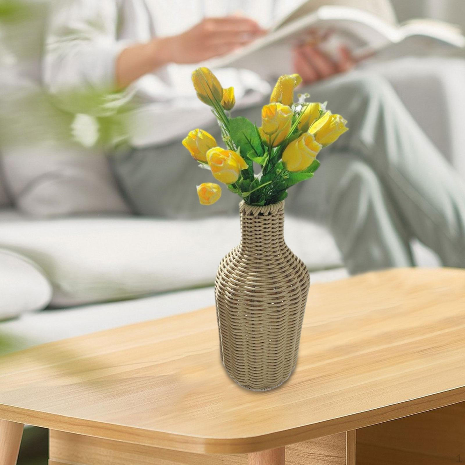 

10x32cm Simulated Rattan Vase for Floral Arrangements on бежевый