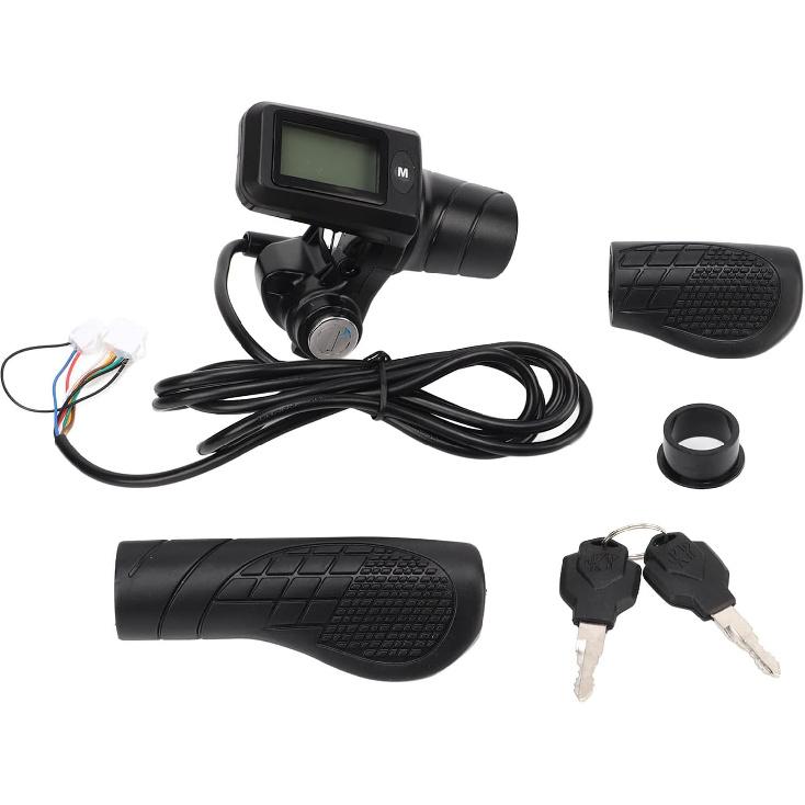 805 LCD Display Throttle Grip,805 LCD Display Panel Throttle Grip Set Electric Scooter Half Throttle Grip with LCD Panel for 22.5mm Handlebars