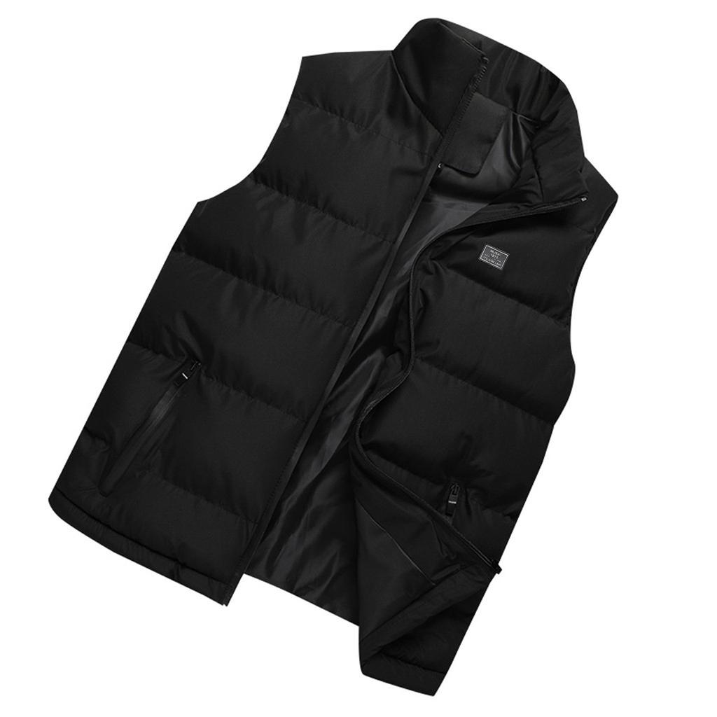 Men Autumn Winter Fashion Stand Collar  Color Waistcoat Vest Jacket Top Coat