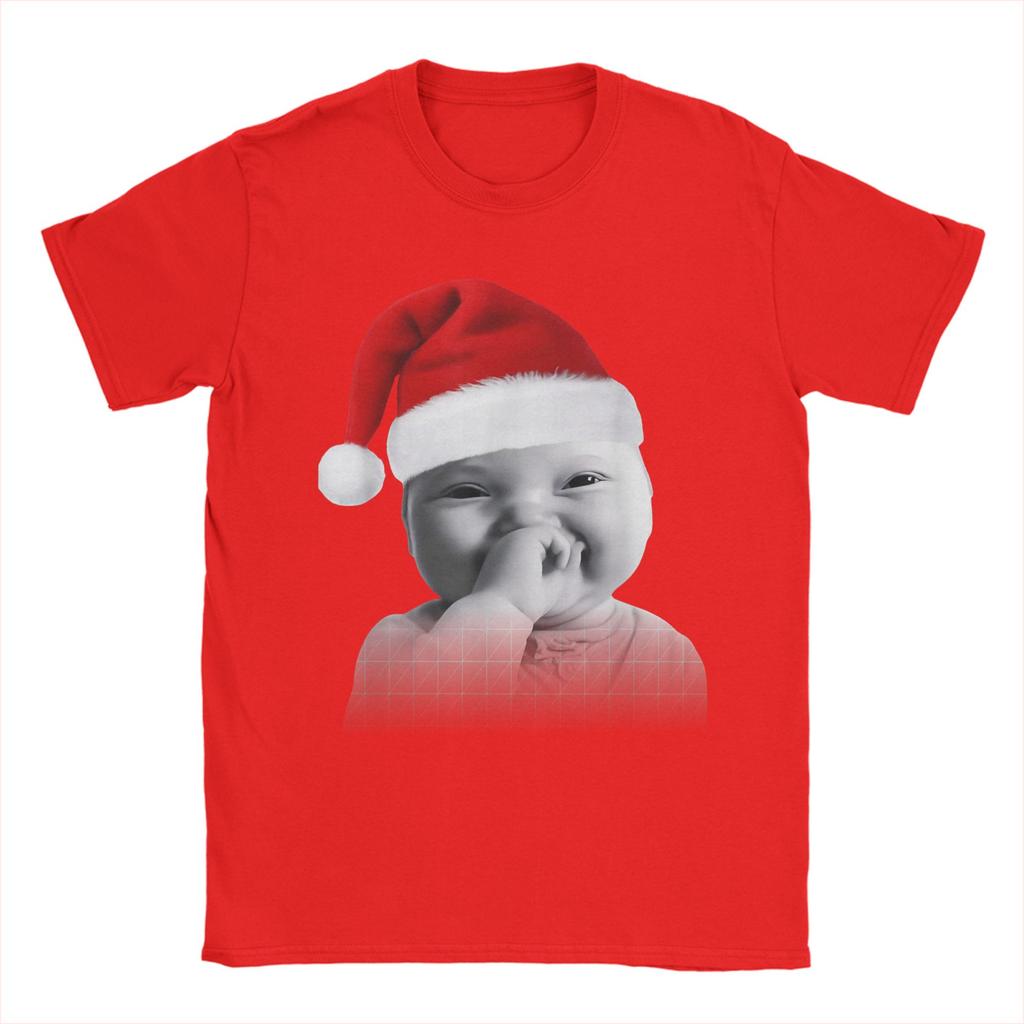 Funny Niche Baby Gen Z Meme Giggling AI Laughing Christmas T Shirt 100 Cotton TShirts For Men Tee Shirt Short Sleeve Top Tees