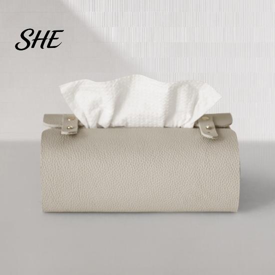 Multipurpose Tissue Organizer Faux Leather Box, Minimalist Napkin Holder for Living Space Saving Storage Box Room Desk, Decorative Dispenser