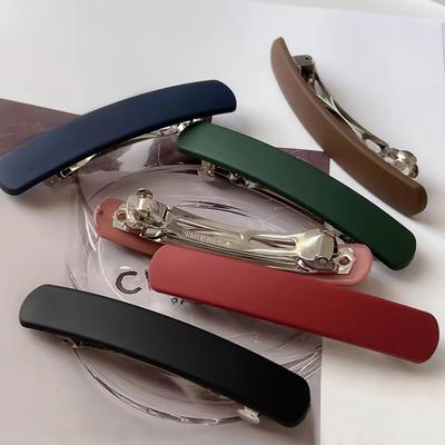 Vintage Solid Color Hair Clip Rectangle Frosted Hairpin Large Matte Hair Grip for Women