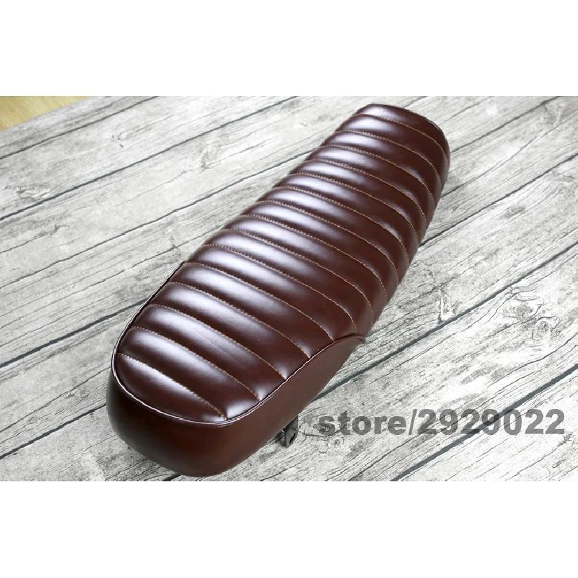 64cm University Retro Motorcycle Waterproof Leather Cafe Racer Vintage Gel Flat Cushion Seat Saddle