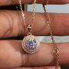 Huitan Elegant Pendant Necklace for Women Rose Gold Color Charming Party Anniversary Accessories Inlaid Shiny CZ Trendy Jewelry