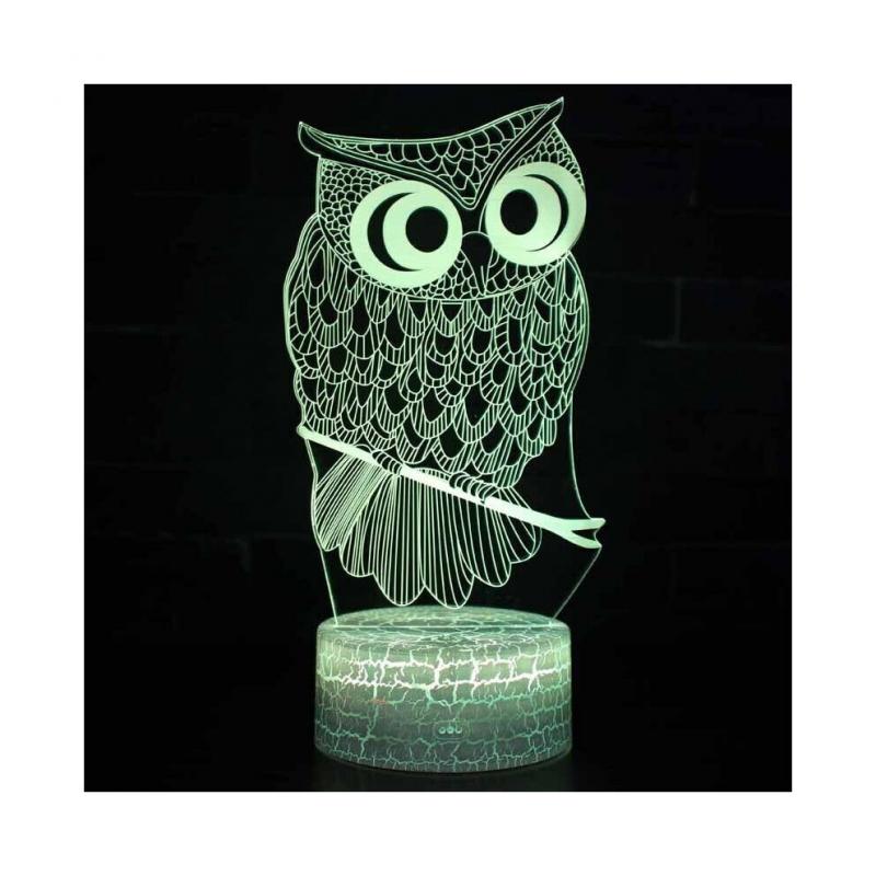 Lampe de Table de Bureau à Interrupteur Tactile Mode Enfant Hibou 3D Veilleuse LED Décoration de Chambre à Coucher Cadeaux de Noël
