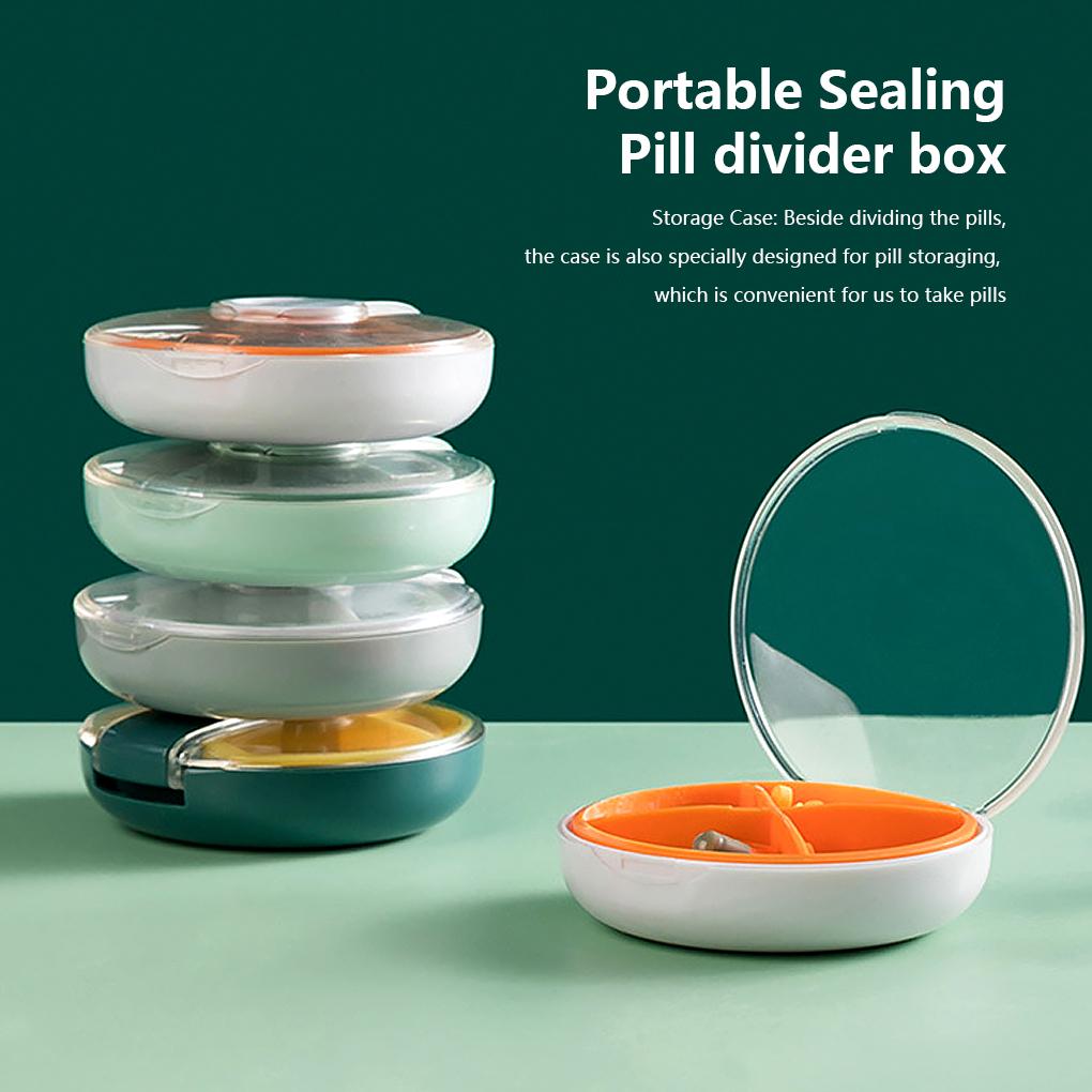 Pill Splitter Box ABS PC Resuable Stainless Steel Slicer Storaging Tablet Divider Office Business Trip Organizer Accessories
