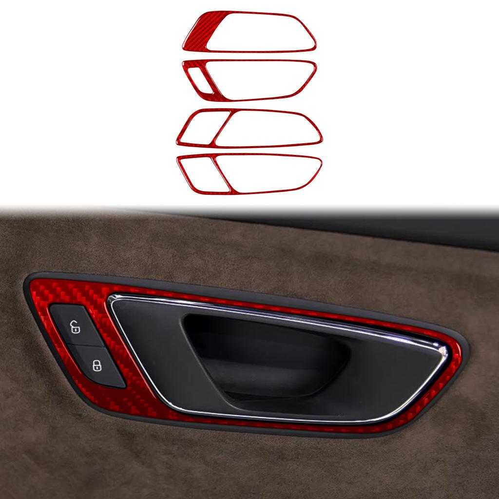 For Seat Leon MK3 2013 2014 2015 LHD RHD Car Door Handle Panel Trim Real Soft Carbon Fiber Sticker