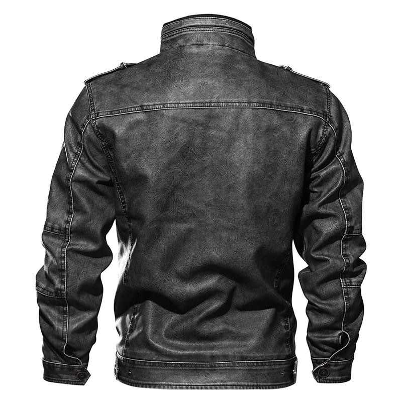 Chaqueta de cuero casual para hombre invierno otoño militar motocicleta motociclista piloto bombardero PU chaquetas de cuero