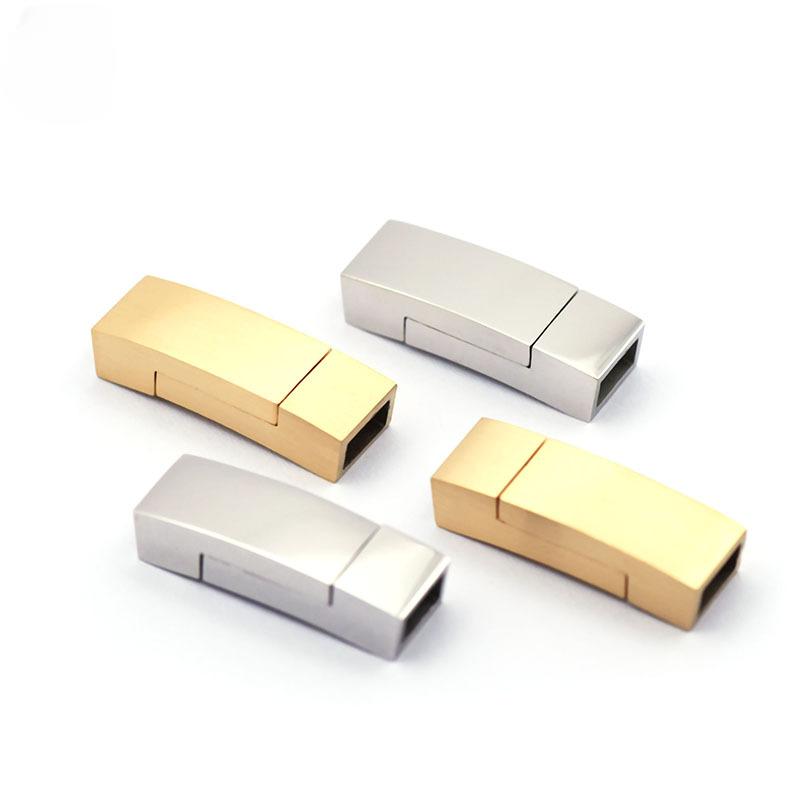 Stainless Steel Magnet Buckle Up and Down Flat Mouth Leather Rope Bracelet Connection Tanium Steel Jewelry DIY Accessories