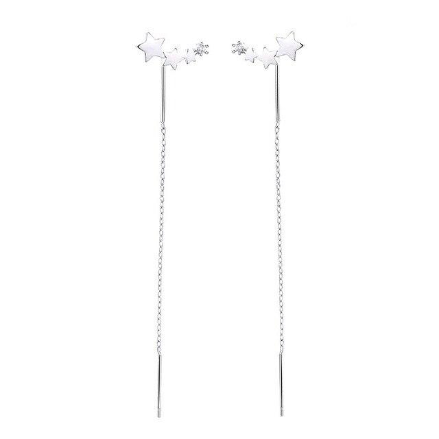 Korean 925 Sterling Silver Tassel Heart Stud Earring For Women Wedding Party Jewelry Pendientes Accessories Eh959