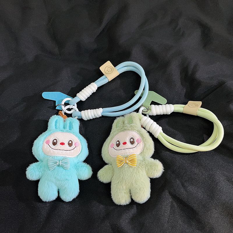 Blue Canvas Plush Toy Phone Case Hanging Rope Accessory Cartoon Backpack Key Pendant Chain