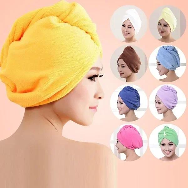 1/5PCs Soft Microfiber Bath Towel Hair Dry Hat Cap Quick Drying Lady Bathing Accessories Shampoo Random Color