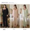 Retro Court Style Women's Nylon Mesh Home Wear Set (Long Sleeve Top and Pants)
