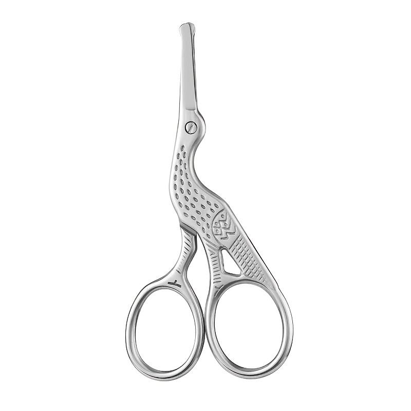 1pcs Stainless Steel Hair Scissors Enhanced Safety Round Tip Stork Scissors for Precise Eyebrow, Nose, Beard Grooming Tool