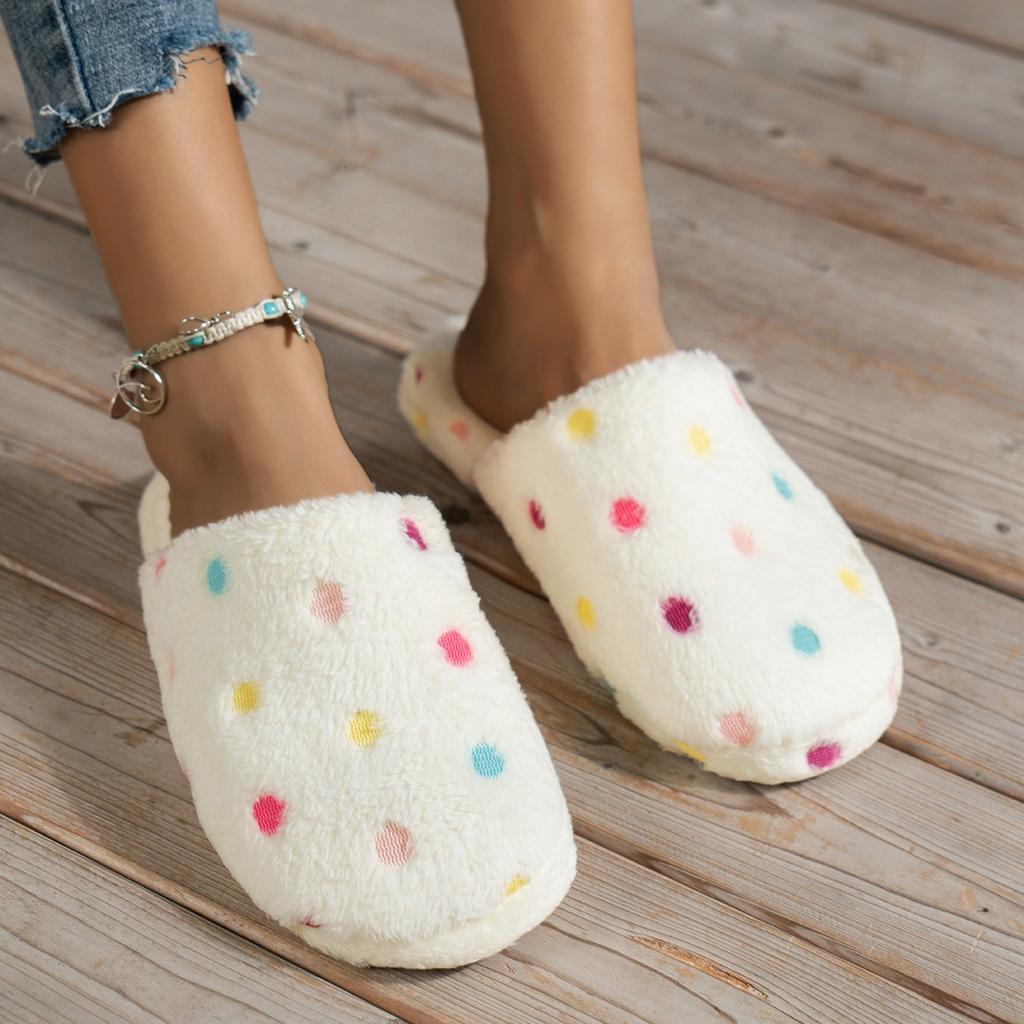 Colorful Polka Dot Cute Women's Indoor Home Slippers, Fashionable Women's Plush Home Slippers - A Favorite Gift for Girls, Mother's Day Gift Slippers