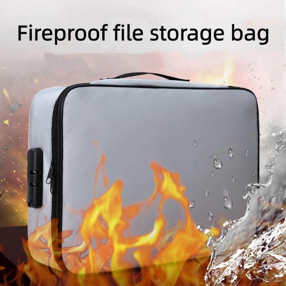Fireproof Document Bag Multi-Layer Document Tickets Storage Bag with lock File Organizer Case Home Travel Passport Briefcase