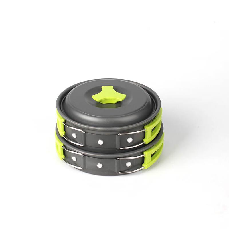 Outdoor Camping Cookware Set with Green Handle