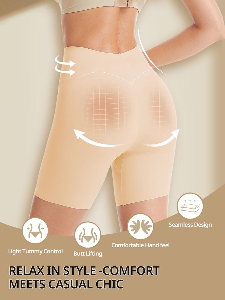 Flarixa Nahtlose Slip-Shorts für Damen, hohe Taille, Boyshorts, Höschen, glatte Boxershorts aus Eisseide, unter dem Rock, Kleid, Sicherheitsshorts, Radsport-Unterwäsche