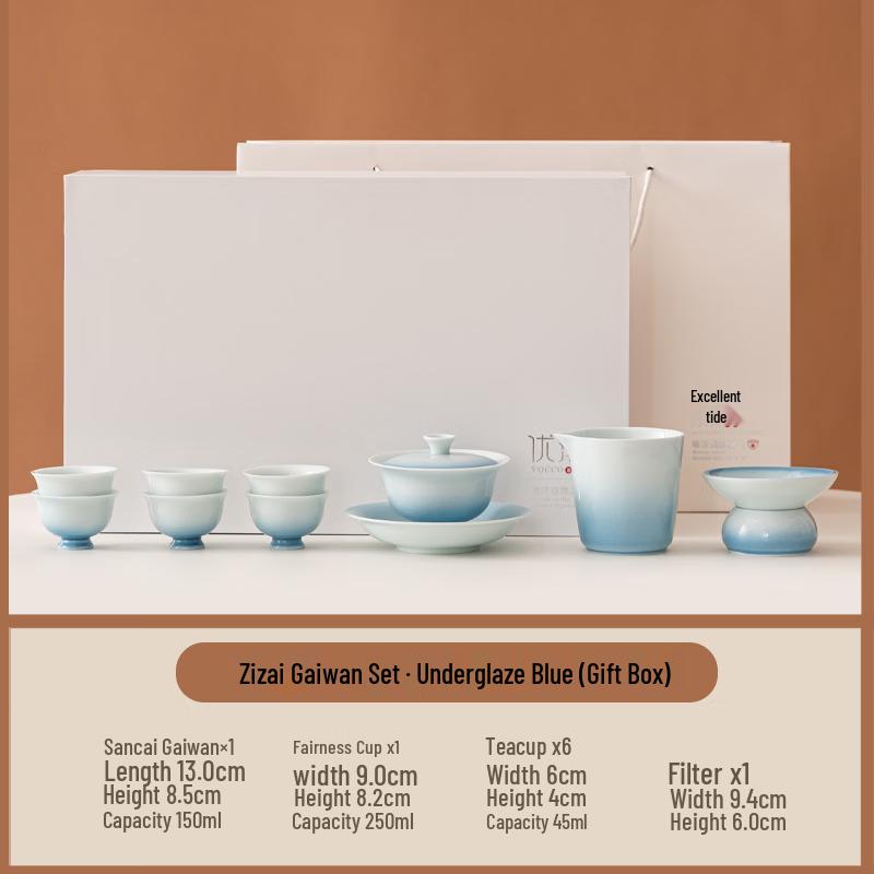 Mutton-fat Jade Kung Fu Tea Set with Gaiwan