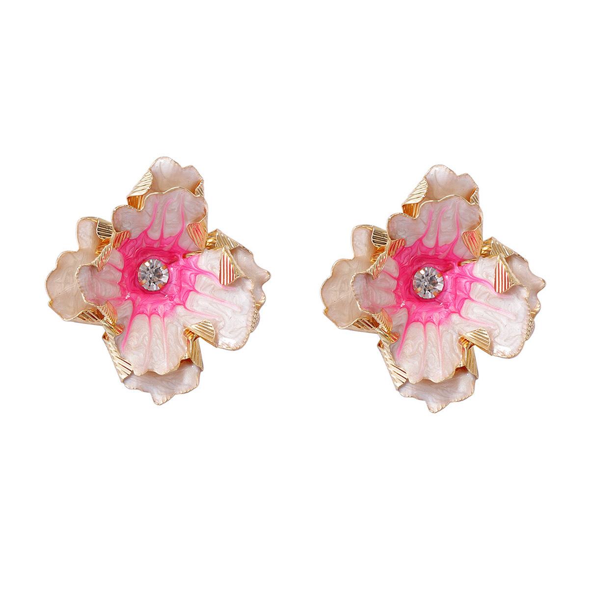 Exaggerated Drip Oil Multi-Layer Petal Earrings for Women Ladies Personalized Trend Metal Flower Earrings Jewelry Accessories