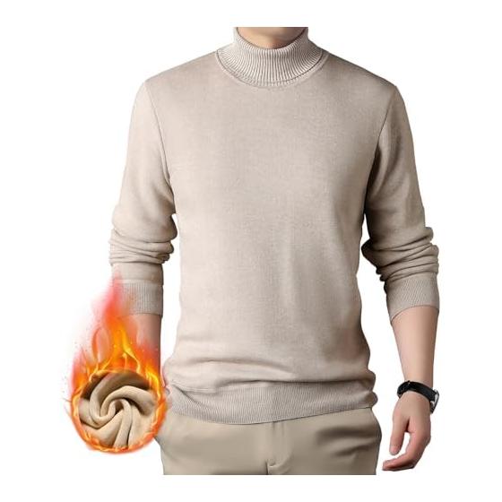[DMFU] Knit Sweater, Men s, Turtleneck, Mock Neck Sweater, High Neck, Crew Neck, Long Sleeve, Business Sweater, Brushed Lining, Plain, Thick, Ribbed,