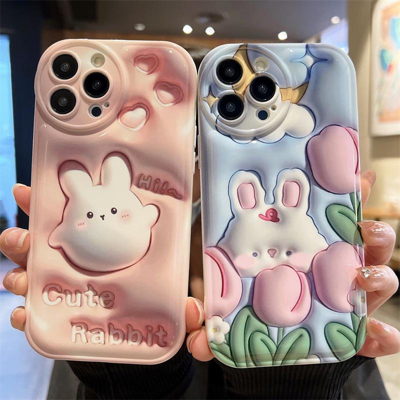 3D visual sense is suitable for iphone13 mobile phone case Apple 15promax creative 14 women's cartoon xr anti-drop soft