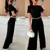 2025 Women's Solid Color Summer Short Top Set