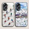 Oil Painting Art Snow Scenery Skiing Tempered Glass Phone Case for OPPO Realme 14 13 Pro Plus 12 11 10 Neo 3 X7 PRO C75 5G Cover
