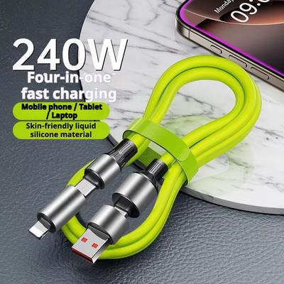 Four-in-one 240W Super Fast Charging Mobile Phone Data Cable Double-head Type-c Interface Charging Cable Tablet Computer Car