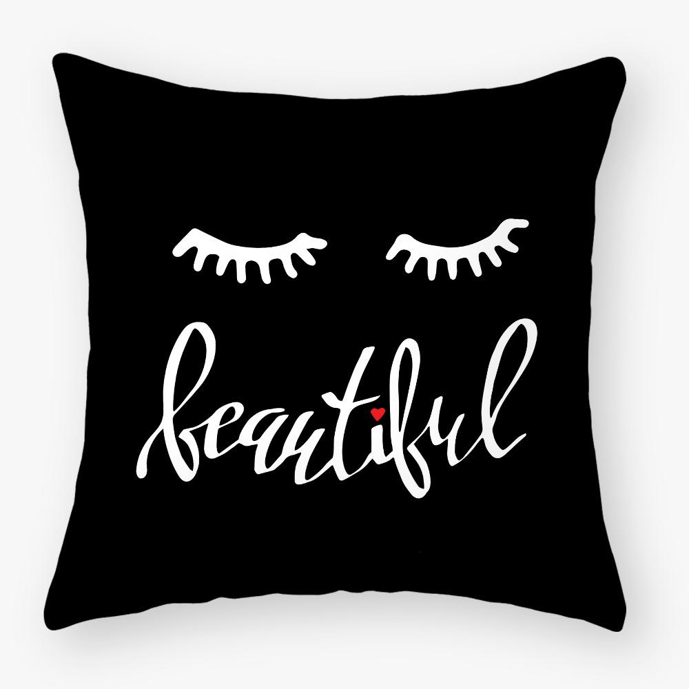 Neuer Kissenbezug mit Wimperndruck, Pfirsichleder Samt Dünner Kissenbezug, Sofakissen, Auto Lendenkissenbezug