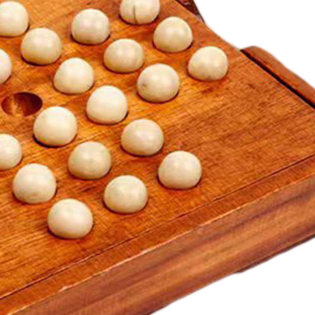 Solitaire Board Game Table Top Wooden with 32 Pegs Kids Chess Toy Office Decor