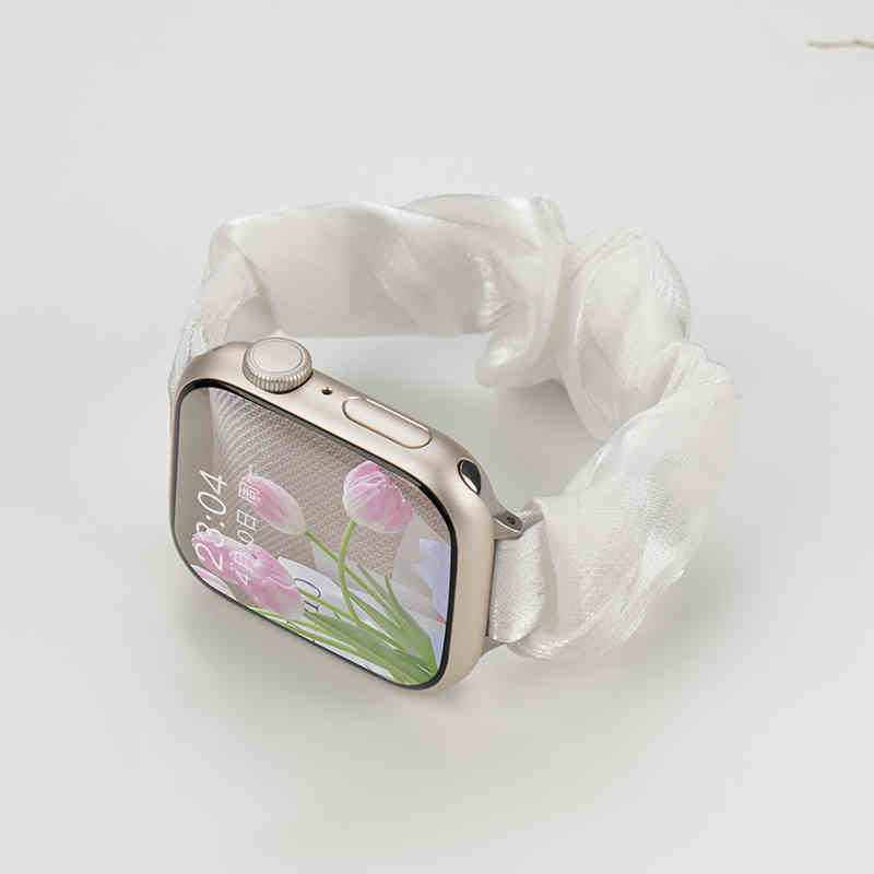 INS Chiffon Ice Silk Elastic Scrunchie Strap For Samsung Galaxy Fit3 SM-R390 Slim Girl Band Loop Bracelet For Galaxy Fit 3