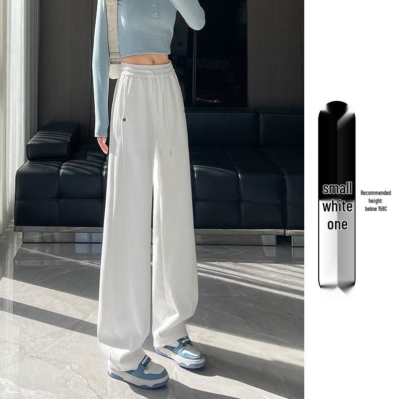 Spring & Autumn 2025 Women's Petite Straight-Leg Sweatpants - Casual Narrow & Wide-Leg Banana Pants for Students