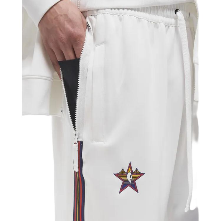 Jordan X NBA All-Star Logo Quick-Dry Comfortable Drawstring Knit Sports Pants Men Pants White HF5821-100