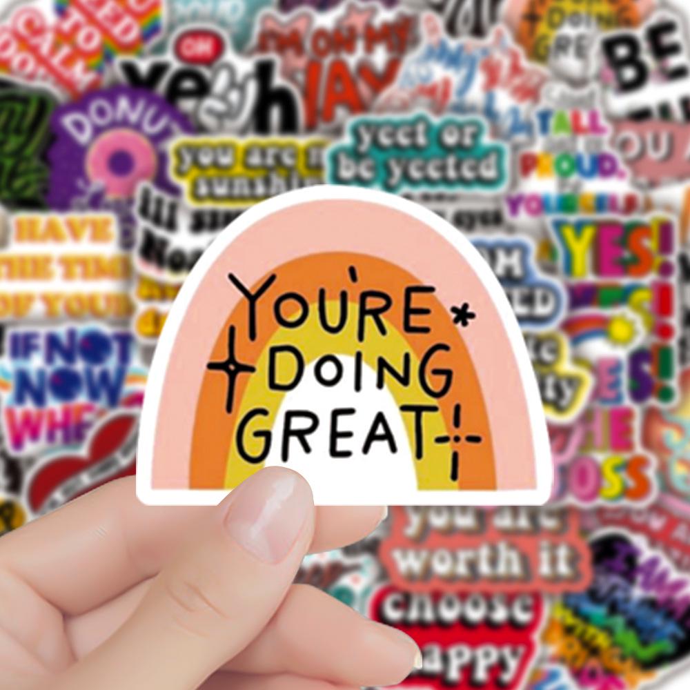 50 Non-Infringing Inspirational Graffiti Stickers: Vibrant Chinese Designs for Suitcases, Guitars, and Notebooks. Waterproof and Durable.