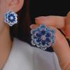 Silver Needle French Romantic Zircon Flower Earrings