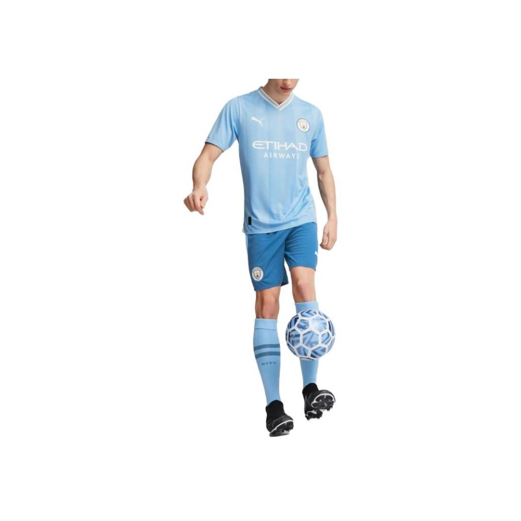 Puma Manchester City Home Jersey Series Logo Print Color Block Mid Rise Straight Casual Shorts Men Shorts Light-Blue 770483-06