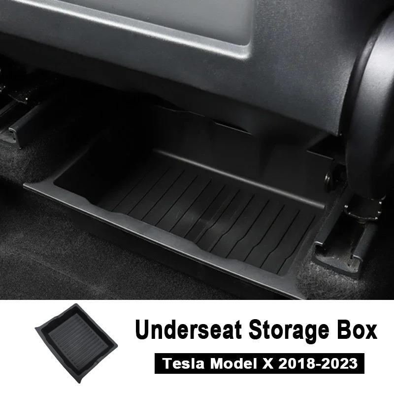 Underseat Storage Box for Tesla Model X 2018-2025 Car Drawer TPE Hidden Drawer Type Storage Organizer Car Interior Accessories