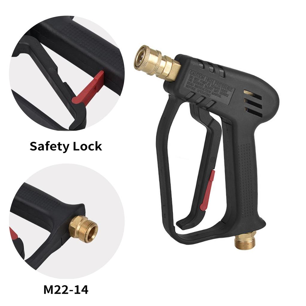Pressure Washer Short Gun, 4000 PSI Power Washer Gun with 5in1 Nozzle Tip M22 Hose Connector, Car