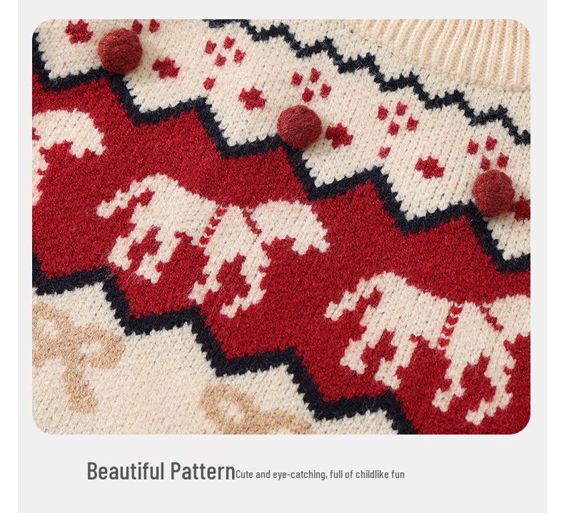 DUUDUU 2025 Roter Strickpullover im koreanischen Stil für Kinder - Warmes Herbst-/Winteroberteil
