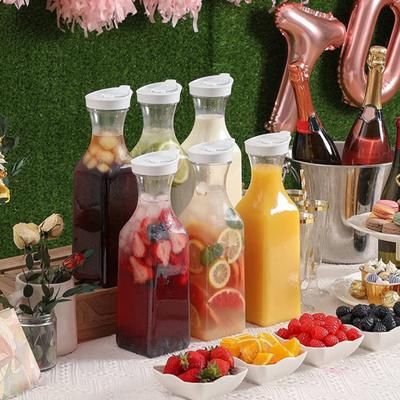 1.5L Square Water Carafe Flip Top Lid Juice Containers Clear Pitcher Leakproof Iced Tea Juice Water