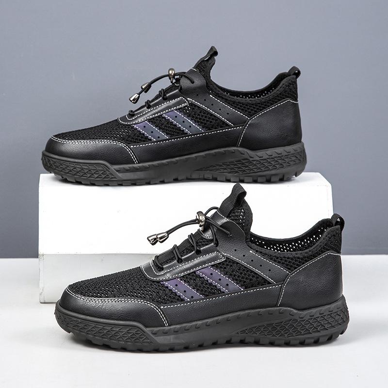 New Summer Soft Soled Running Shoes Men Black Mesh Breathable Casual Shoes Comfortable Versatile Outdoor Exercise Shoes