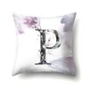 Polyester Pillowcase Home Watercolor Flower Print Pillowcase 26 English Letters Bedside Cushion Cover