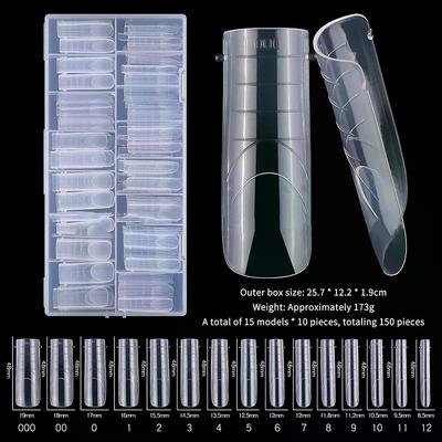 150 Piezas Formas de Uñas para Sándwich Transparente Natural Puntas de Uñas para Arte de Uñas Sin Rastro Con Línea Auxiliar Puntas de Uñas Forma Almendra