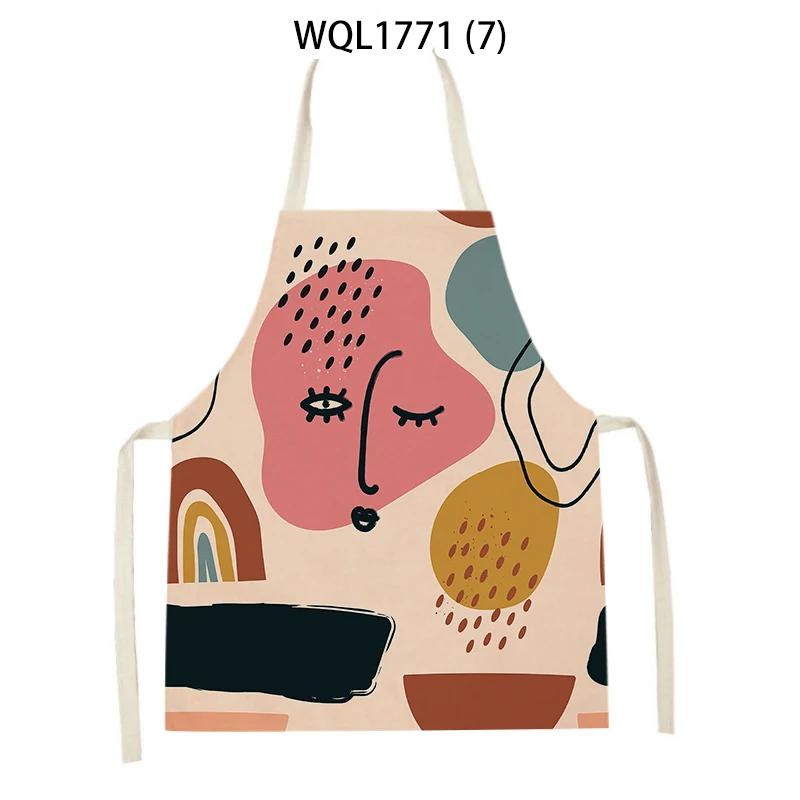 

Cartoon Modern Girl Plants Printed Kitchen Apron Men Women Abstract Characters Cooking Aprons Waist Bib Cleaning Pinafores 47x38cm