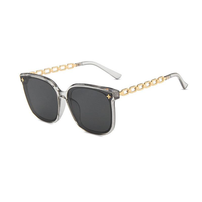 Trendy Oversized Chain Sunglasses: Unisex Street Style with UV Protection, Popular on TikTok and Xiaohongshu.