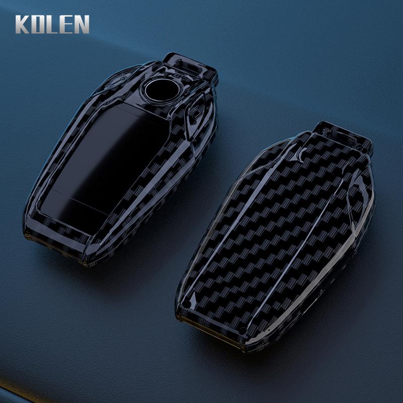 ABS Carbon Fiber Car LED Display Key Case Cover For BMW 5 7 Series X3 X4 X5 X7 G30 G31 G11 G12 G01 GT G32 i8 Shell Accessories