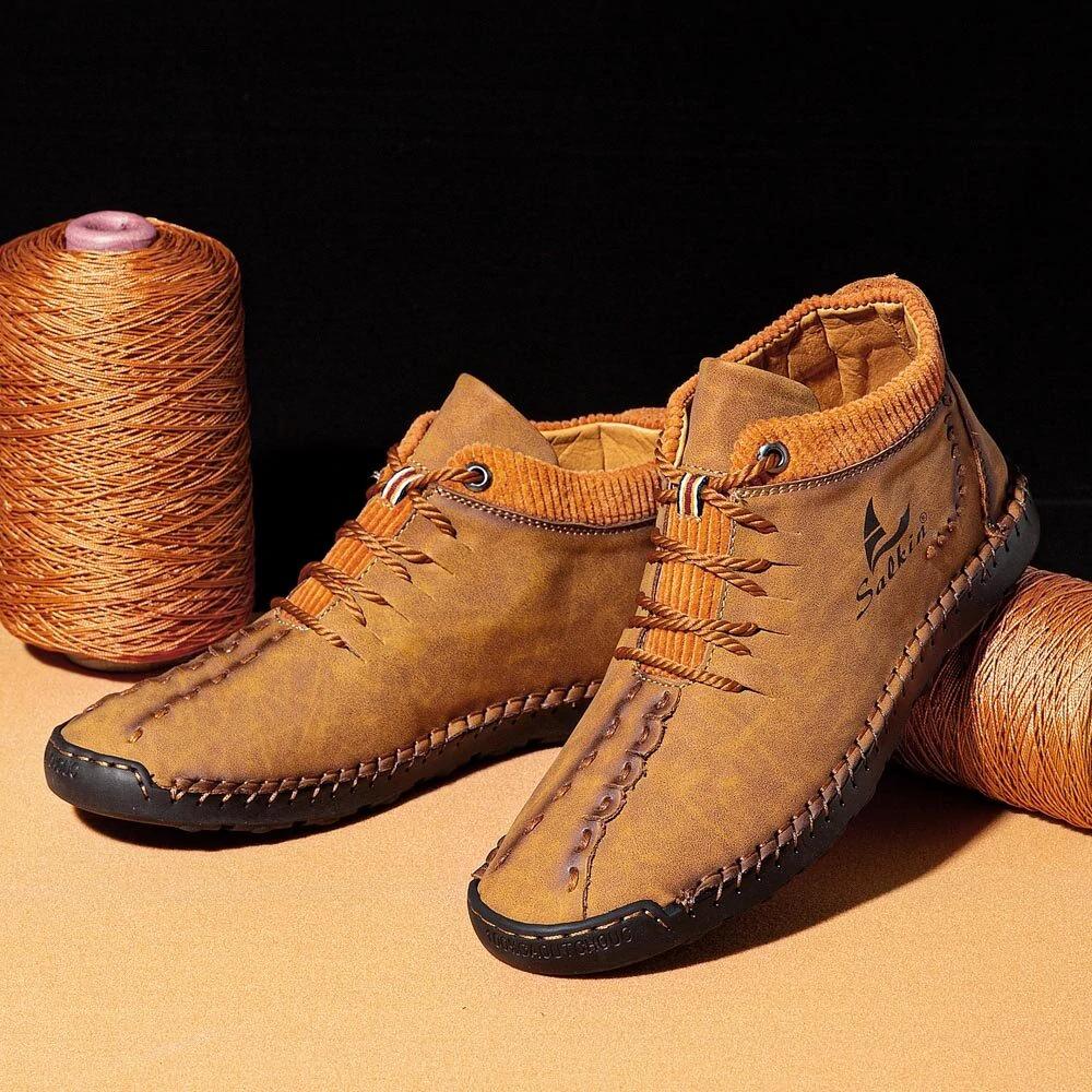 Herren Winter Mid-Top Martin Stiefel - Handgefertigt Lässig Schnürschuh Outdoor Trendy Übergröße