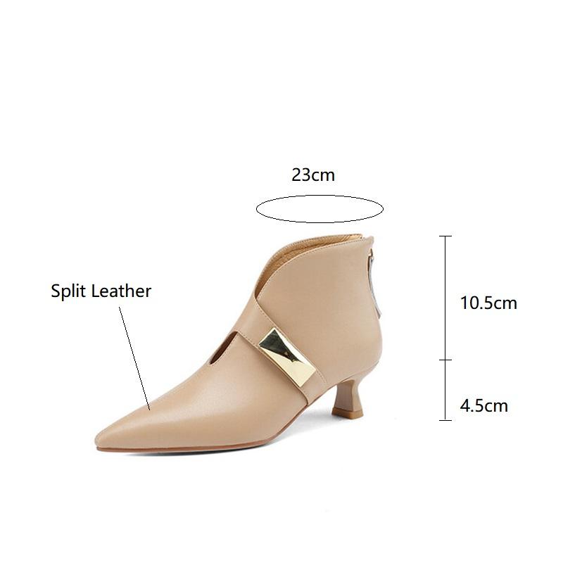 Fashion New Split Leather Ankle Boots Autumn/Winter Women Boots Pointed Toe Thin Heels Boots for Women Fashion Boots Women Zapatos Mujer
