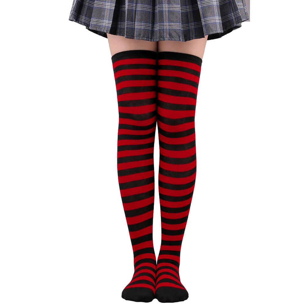 Women's Zebra Striped Thigh-High Socks: Japanese & Korean Style Over-the-Knee Halloween Cosplay Performance.